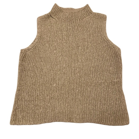 Vintage 90’s Chunky Knit Wool Blend Sweater Vest Women’s Small Tan Boho Indie - Picture 1 of 5